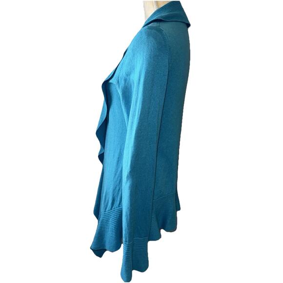 Lilly Pulitzer Turquoise Ruffle Long Sleeve Cardigan Size L - Picture 5 of 11